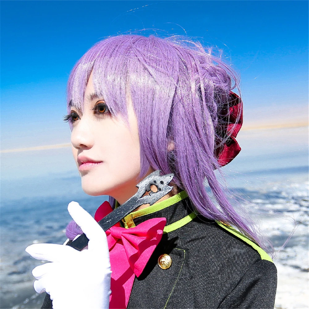Seraph of the end Hiiragi Shinoa Лавандовый костюм для Хэллоуина Аниме Косплей унисекс|Костюмы