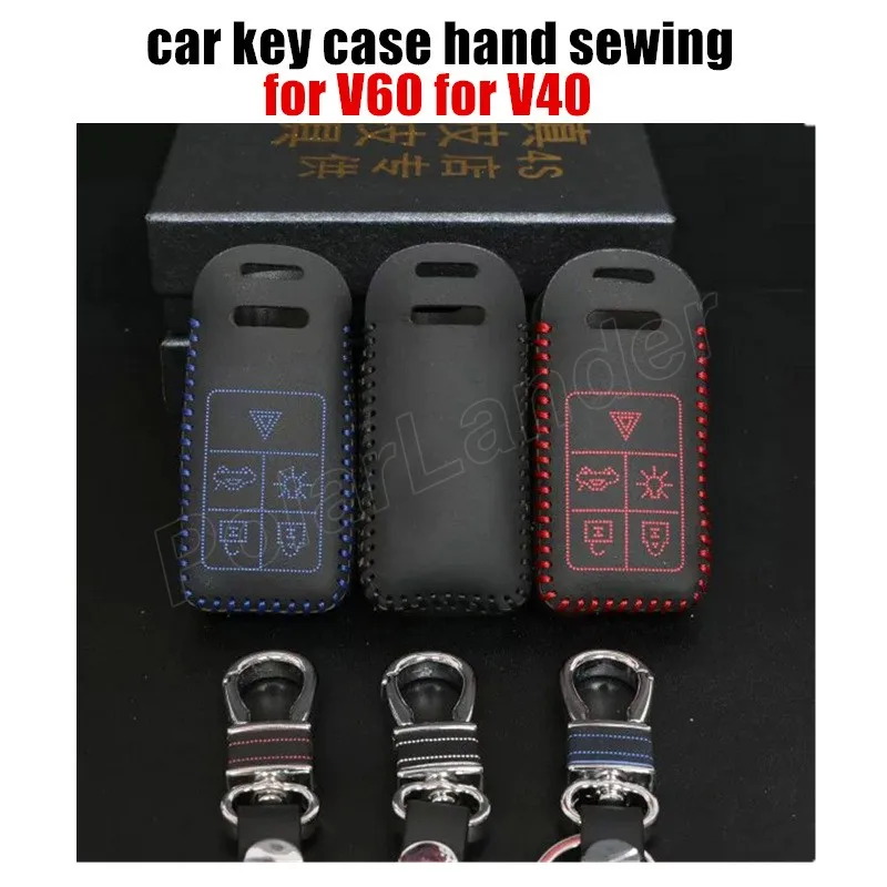 

Only Red free shipping Leather Car Key Case New Arrival Hand Sewing Car Key Cover fit for VOLVO XC60 S60L S60 V60 V40 S