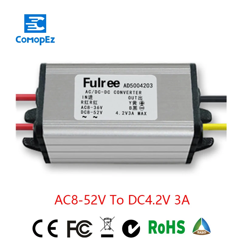 

AC 24V/36V/48V(8-52V) to DC 4.2V Step Down Power Converter 3A