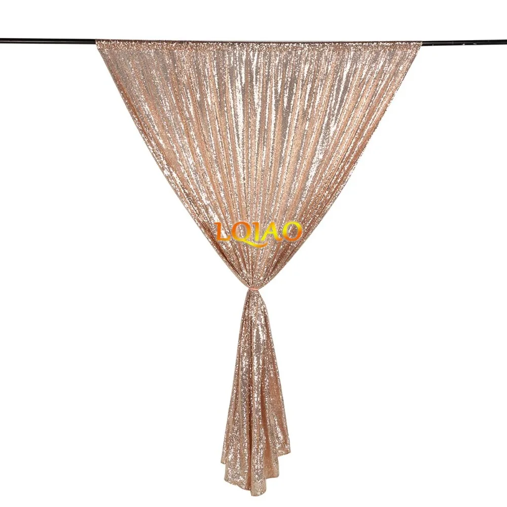 

LQIAO Champagne Gold Sequin Backdrop Curtain 4x10ft Sparkly Sequin Fabric Photo Booth Curtain Wedding Birthday Party Decoration