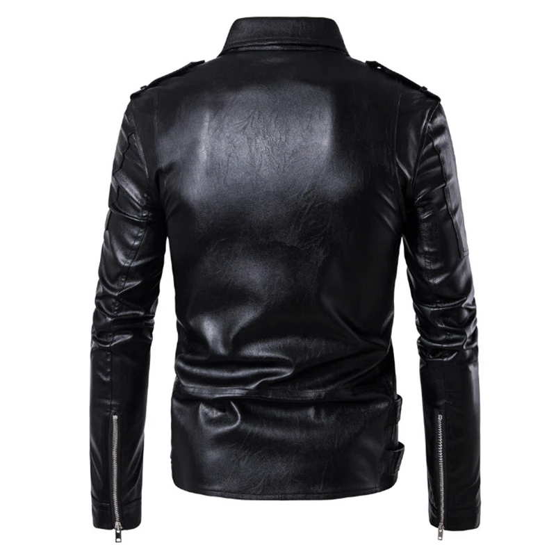 Koop 2019 Nieuwe ontwerp Motorfiets Bomber Leren Jas Mannen Herfst Turn down Kraag Slim fit Mannelijke Lederen Jas Jassen Plus size M 5XL