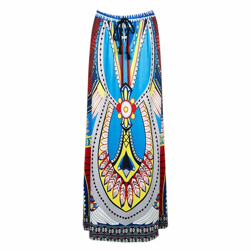 Fits 25 - 45 Waist African Boho Print Beach Maxi High Waist Skirts