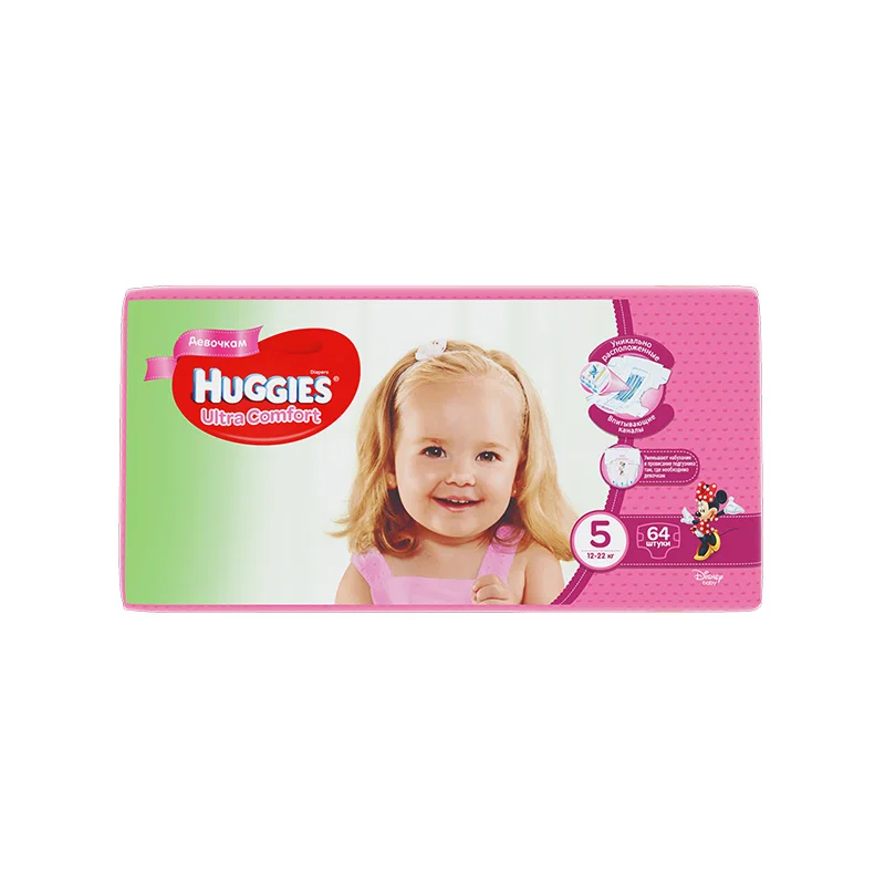 Подгузники Huggies для девочек Ultra Comfort 12-22 кг(размер 5) 64 шт