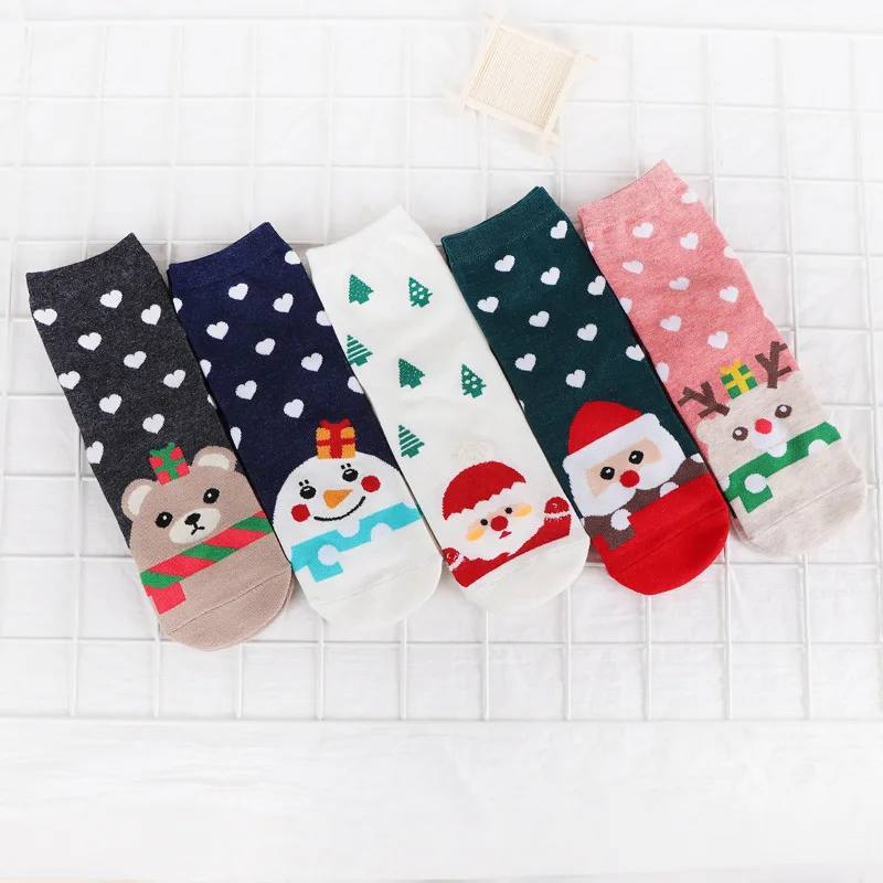 Дизайн рождественские носки Санта-Клаус носки женские хлопковые короткие лося зимние носки мультфильм олень Снеговик милые носки год подарок