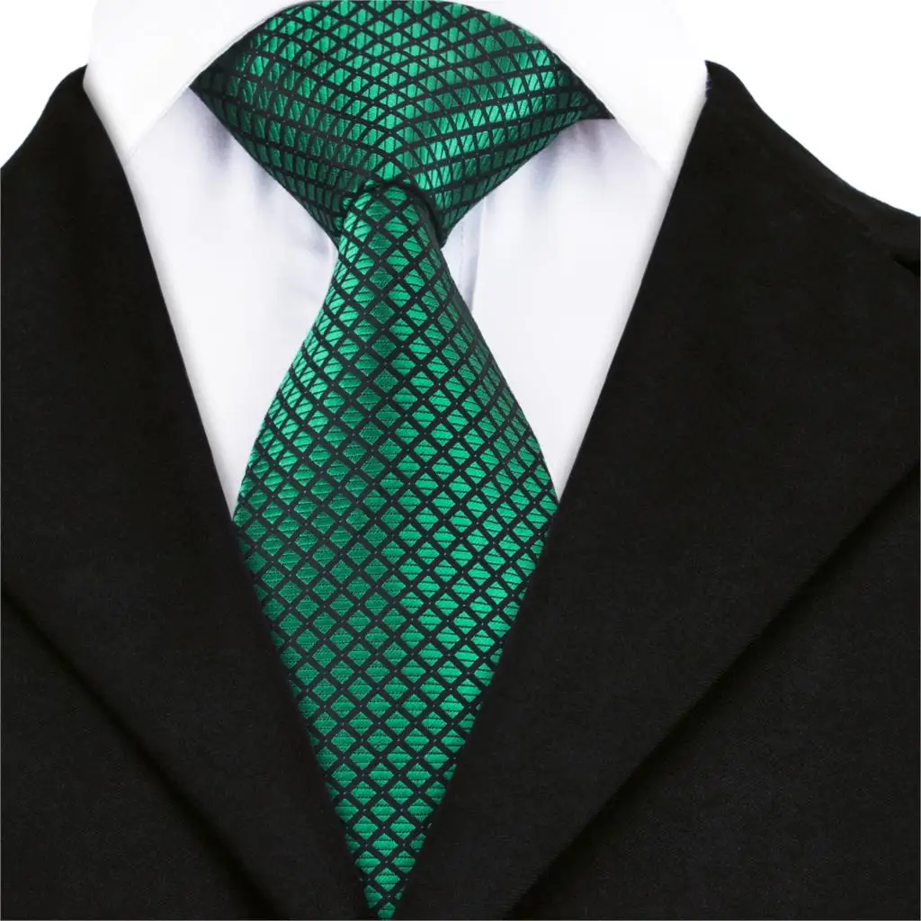 SN-1608, Hi-Tie, новинка, плед, зеленый галстук, Hanky, запонки, набор, модные, мужские, высокое качество, шелк, жаккард, Gravatas, мужские, Corbatas