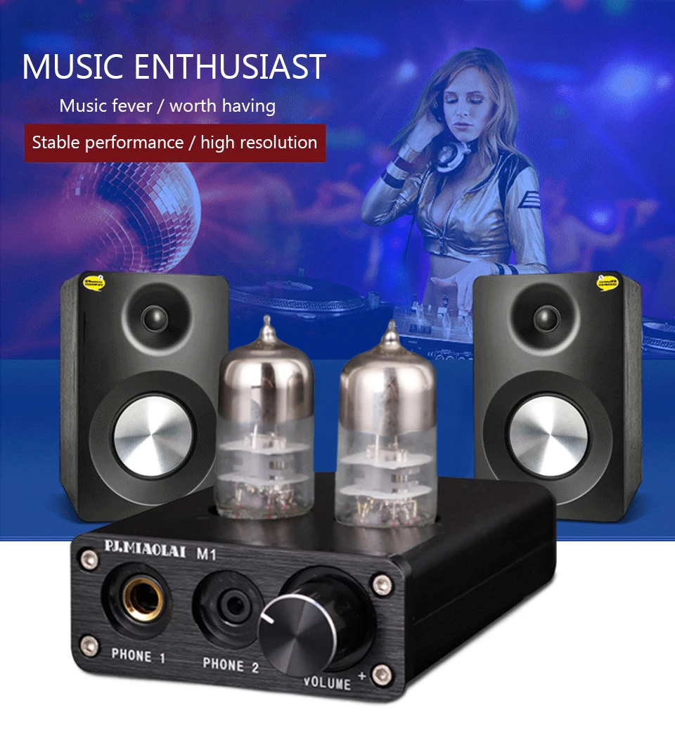 PJ.MIAOLAI Fever HiFi 2704 / 7022 Chip USB Module 6J9 Tube Preamplifier Computer Desktop Portable Headphone Power Amplifier