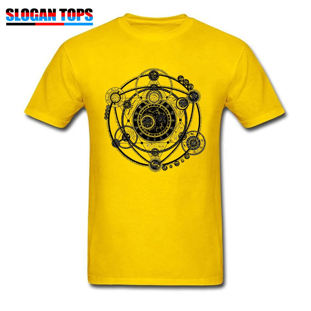 comfortable magic witchcraft seven star array829yy Man T-shirts Hot Sale VALENTINE DAY O Neck 100% Cotton Tops Shirts T Shirt magic witchcraft seven star array829yy yellow