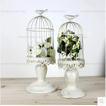 

French retro iron white fashion bird cage decoration table decorative bird cages weddings wedding decoration candelabra ZT056