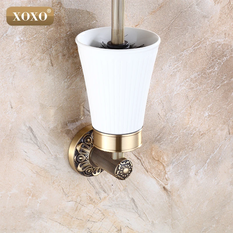 XOXO высокого класса резьба настенный очиститель для туалета щетка античная латунь держатель туалетной щетки 15081B