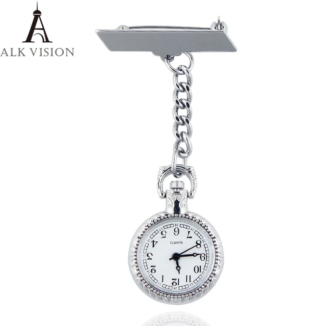 Silver Clip-on Fob Nurse Watch Japan Quartz Movement Brooch Hanging Watches for Silver Clip-on Fob Nurse Watch Japan Quartz Movement Brooch Hanging Watches for