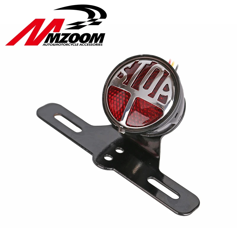 

Hot Red and Black Rod Bobber Chopper Cafe Racer Tail STOP Light Chop Universal XS650 CB750