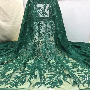 

Cassiel Latest African Lace Fabric 2019 High Quality Green French Lace Embroidered Tulle Trim Indian fabrics For Dresses Wedding