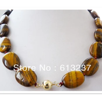 

Beautiful 13x18mm yellow natural stone tiger eyes stone oval shaoe beads classical chain choker necklace making 18inch MY5245