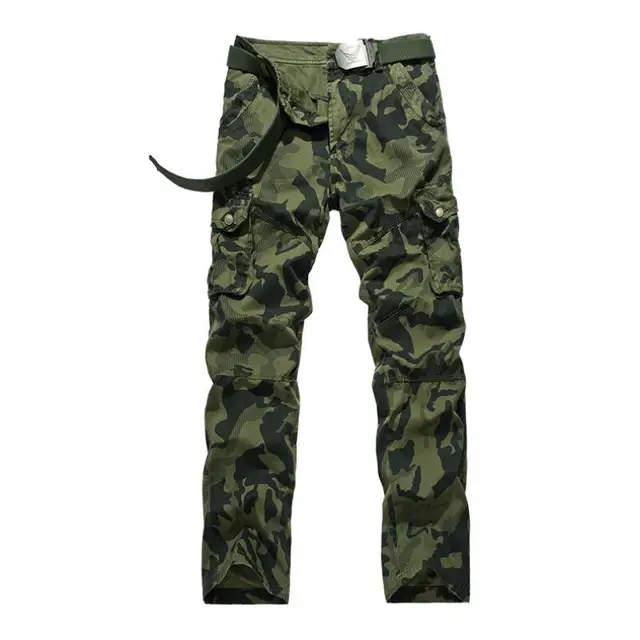 Army green Military Cargo Pants Men 100 Cotton Loose Camouflage