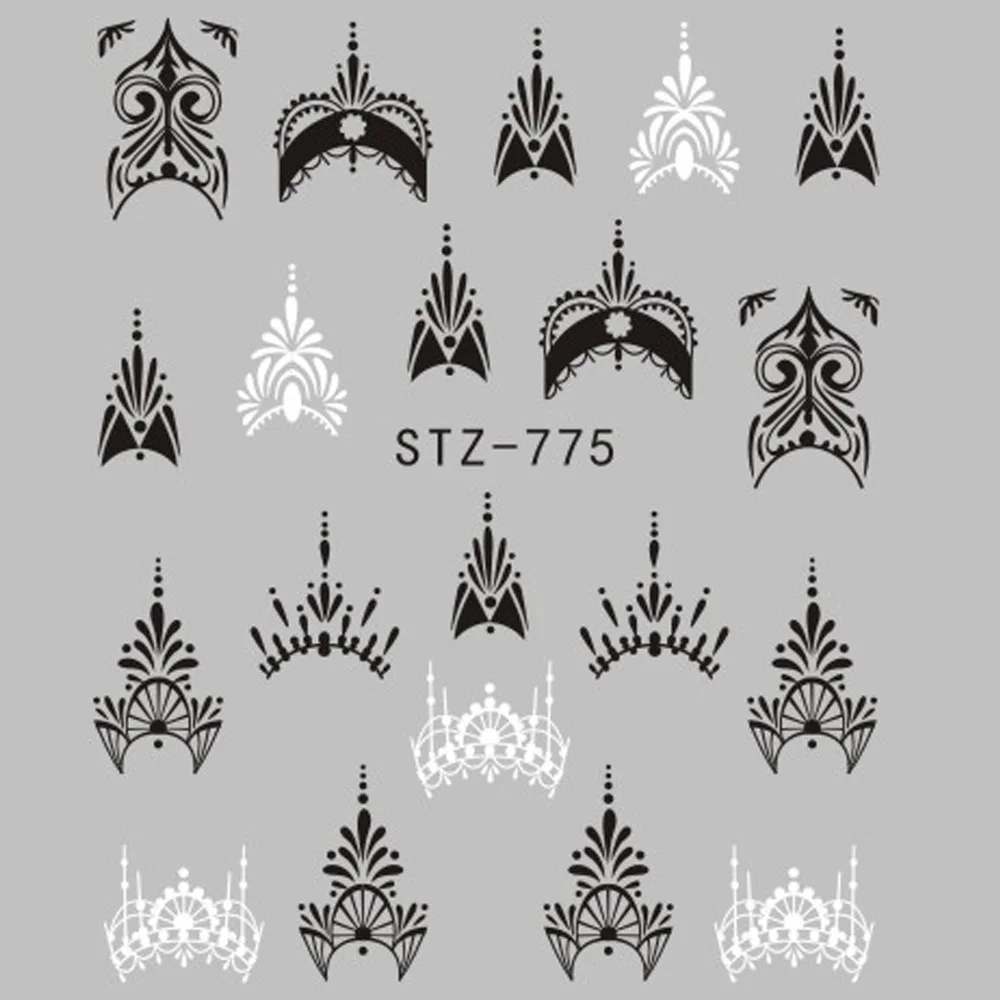 1 шт цветок наклейки для ногтей водные наклейки Кружева ожерелье геометрические конструкции Полный Обертывания водяные знаки дизайн ногтей слайдер советы LASTZ766-778-1 - Цвет: STZ775