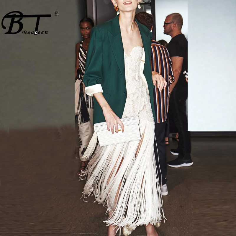 Bretelles Gland Parti Sexy Florale Nouvelle Robe Bandage Broderie Lady mollet Blanc Mi Mode Beateen 2019 Dentelle rshQtd