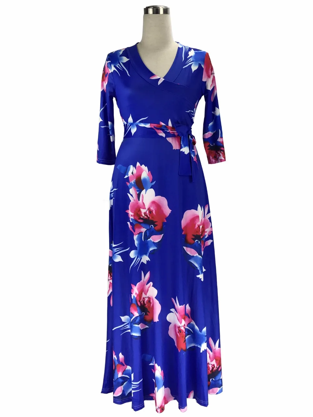 Осенняя Длинная женская Бохо одежда богемное Макси платье Мода v-образным вырезом туника цветочный принт платье сексуальные элегантные свободные платья