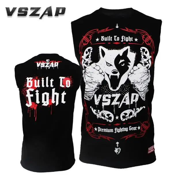 VSZAP BUILT 2 FIGHT Sleeveless vest T shirt MMA fight fitness Thai