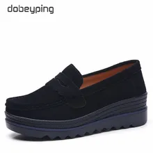 Dobeyping/Новинка; сезон весна-осень; женская обувь на платформе из натуральной кожи; женская обувь на плоской толстой подошве; женские лоферы; мокасины; женская обувь