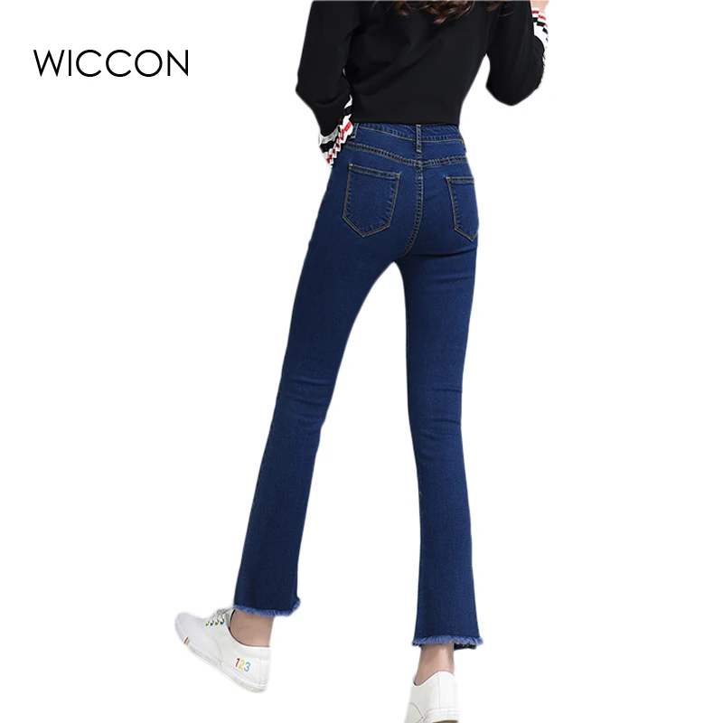 Модные Повседневное Для женщин бренд Винтаж Высокая талия узкие джинсы Брюки Джинсы для женщин штаны с дырками женские пикантные Обувь для девочек Мотобрюки wiccon