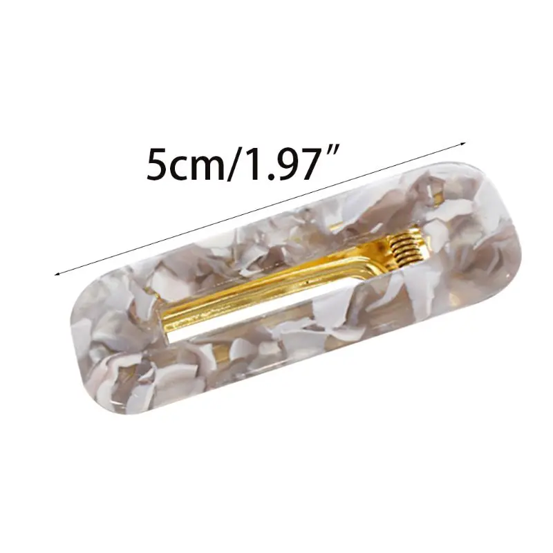 Women Girls Japanese Style Side Hair Clip Hollow Geometric Water Drop Shape Duckbill Hairgrips Colored Marble Textured Printed
