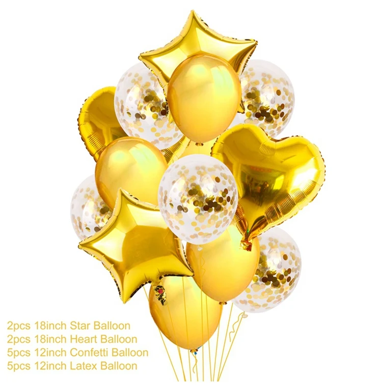 QIFU 14 шт креативные мульти конфетти воздушные шары воздушный фольгированный шар с днем рождения праздничные балоны свадебные принадлежности для вечеринки шары Balon - Цвет: golden ballon 2