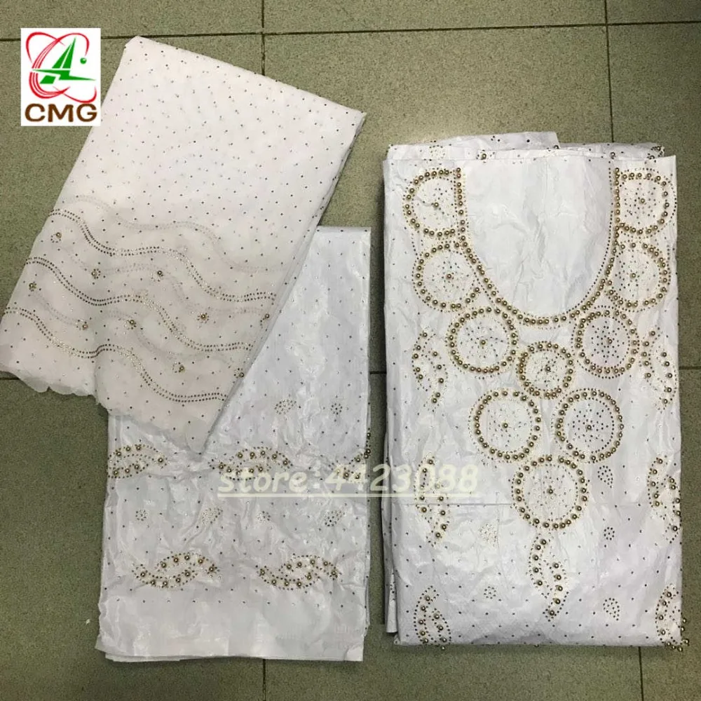 

Free Shipping Africa Bazin Brocade Richer Getzner Stones Beads Guinea Basin Garment lace Materials 3+2+2yards Per set For Dress