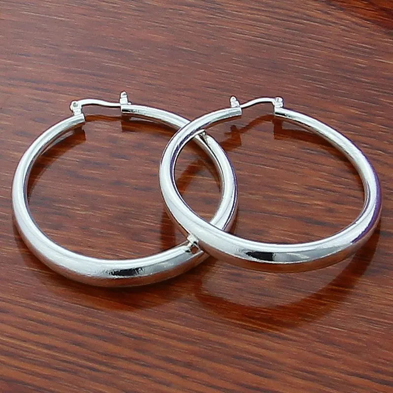 Новое поступление 925 Серебряные креольские круглые серьги-кольца для женщин модные серьги, украшения