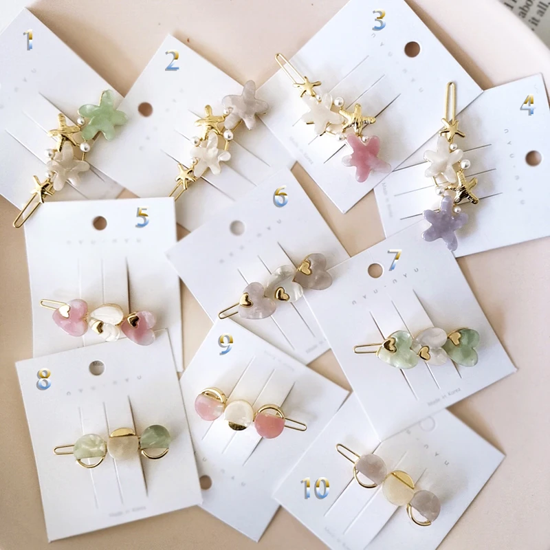 

New 1PC Retro Heart Shaped Pattern Hair Clips Hairpins Girls Colorful Star Geometric Hairgrips Women Fashion Hair Accessories