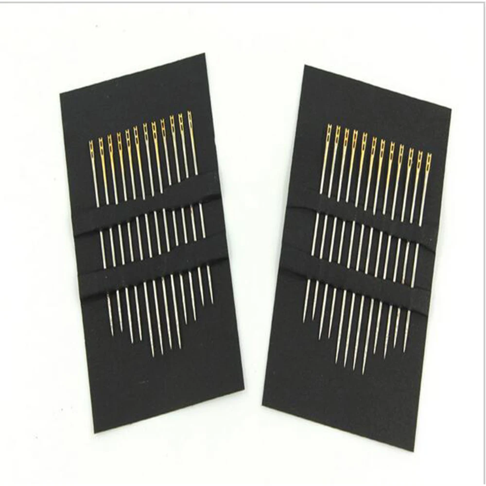 Hand Sewing Needles 12pcs Double Pinhole Stainless Sewing Needles Self