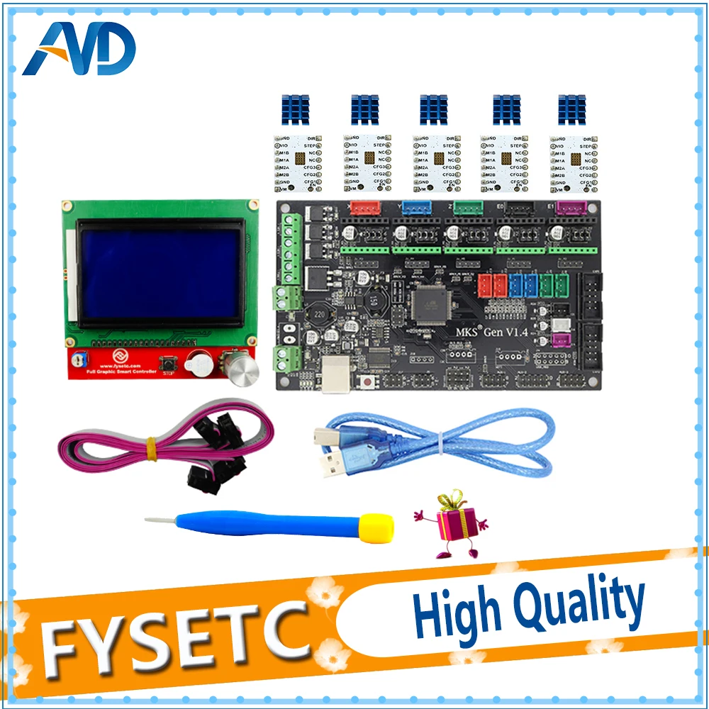 

Gen V1.4 control board +12864LCD+ TMC2100 And Heatsink stepper motor compatible with Ramps1.4/Mega2560 R3 3D printer parts