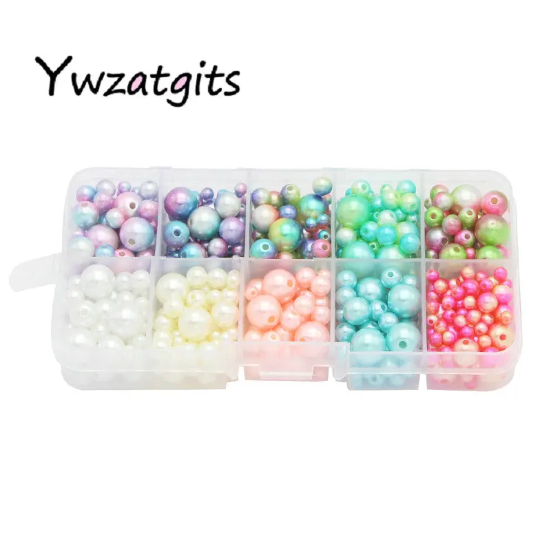 ywzatgits 540pcs/lot 4/6/8/10mm Colorful Imitation Pearl Beads With Holes Loose for DIY Handmade Accessories 005008080 | Дом и сад