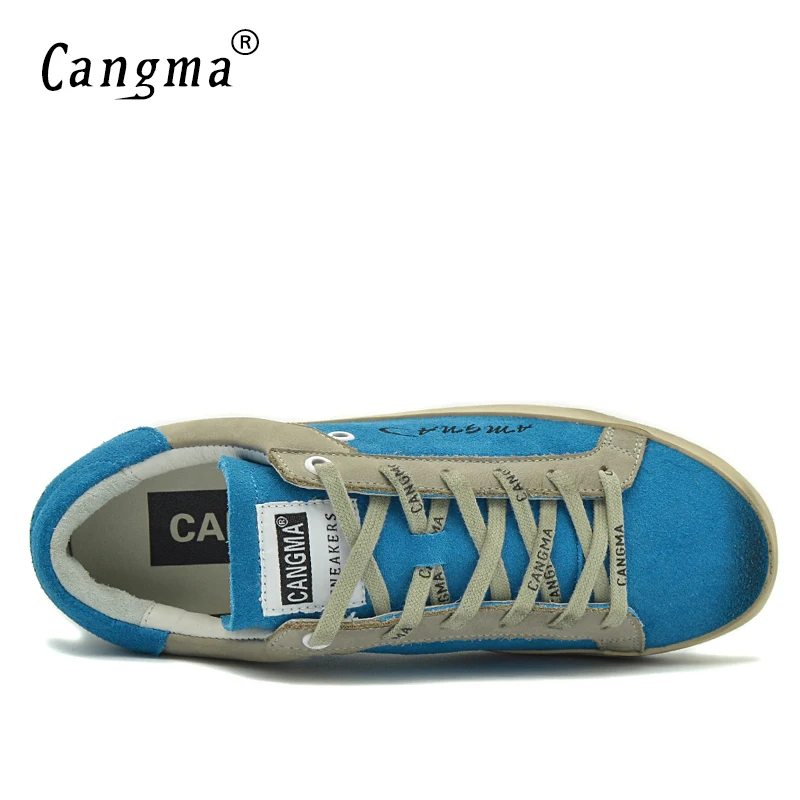 

CANGMA Luxury Brand Designer Sneakers Woman Genuine Leather Suede Blue Shoes Adult Female Vintage Vulcanized Sneaker