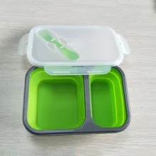 2 Grid Silicone Lunch Box 900ml Microwave Oven Bowl Folding Food Container Collapsible Portable Lunchbox