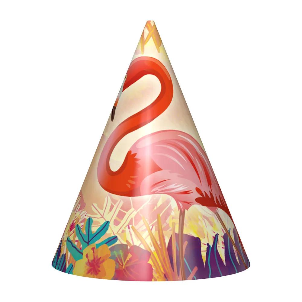 Детский набор для украшения дня рождения с изображением фламинго для вечеринки в честь Дня Рождения, принадлежности для вечеринки в честь Дня Рождения, Детские вечерние украшения - Цвет: Hat 6pcs