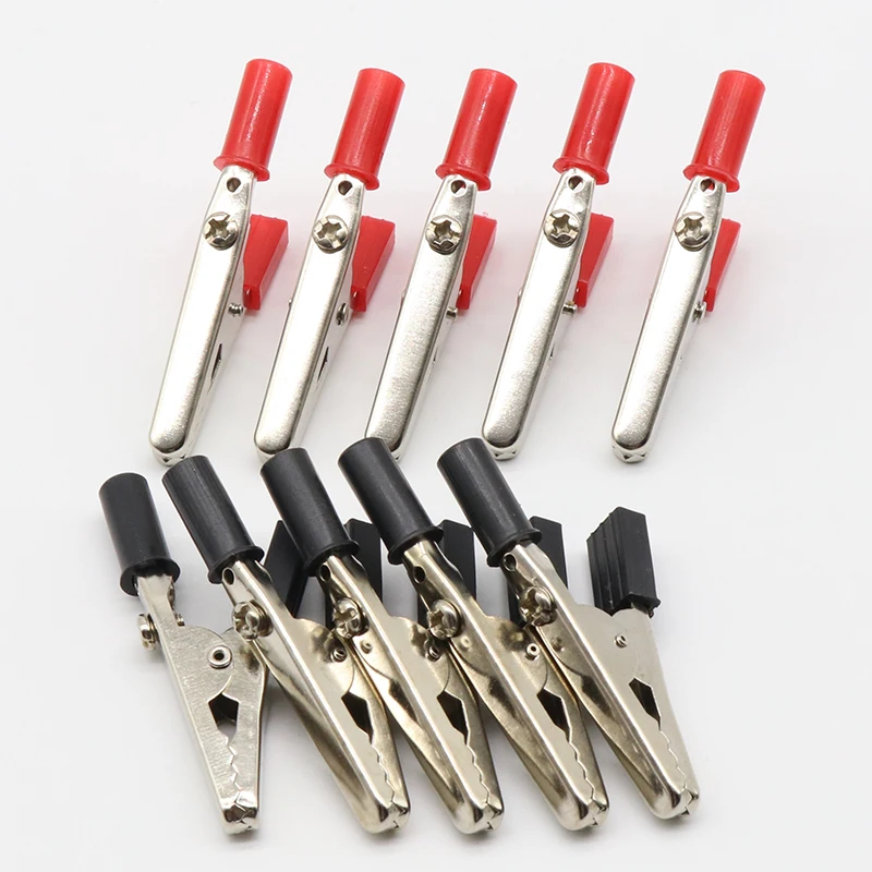 10 pcs 50mm Plastic Handle Test Probe Metal Alligator Clips