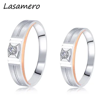 

LASAMERO Rings for Men and Women 0.071CT Round Cut Natural Diamond Ring Couple Rings 18k two tone Gold Engagement Wedding Ring