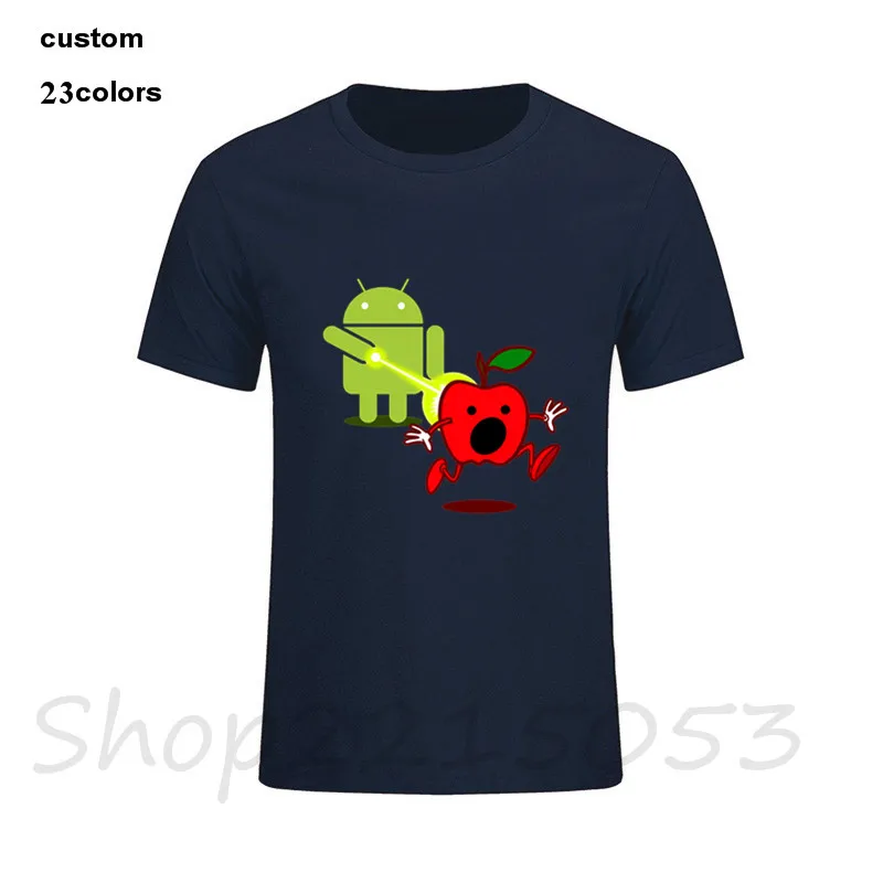 2018 забавная Мужская футболка с Android Attack apple уличная мода летние топы мужские
