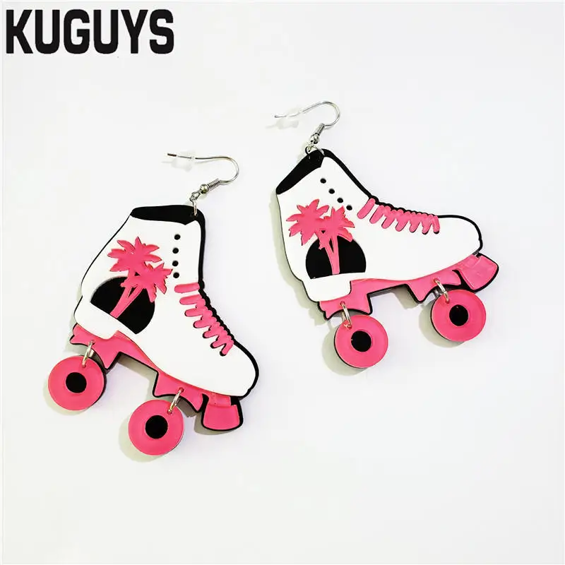

KUGUYS Fashion Jewelry Acrylic Large Earrings for Women Pendientes Ice Skates Drop Earring Oorbellen Brincos Trendy Accessory