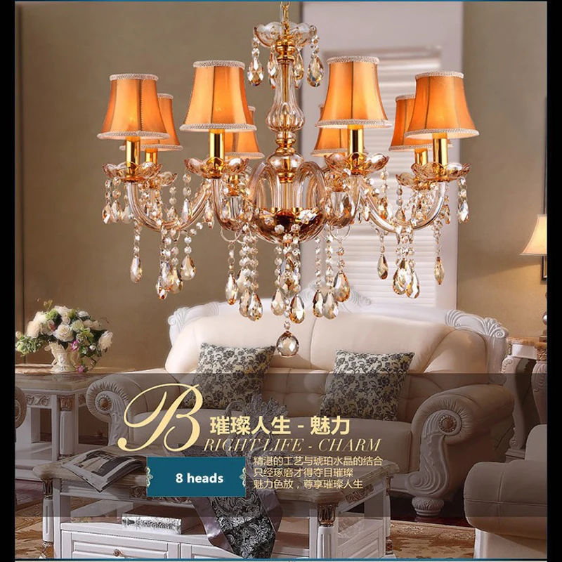 Chandeliers European Gold crystal Large chandelier Luxury Modern Chandelier Lighting fashion Luxury champagne gold K9 Crystal