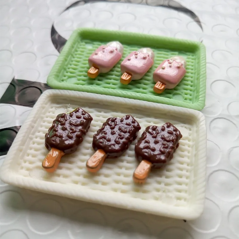 

10pcs Crunchy Ice-lolly Simulation Food Mini Ice Cream Bar Resin Popsicle Model Flatback Resin Cabochons Scrapbooking Crafts DIY
