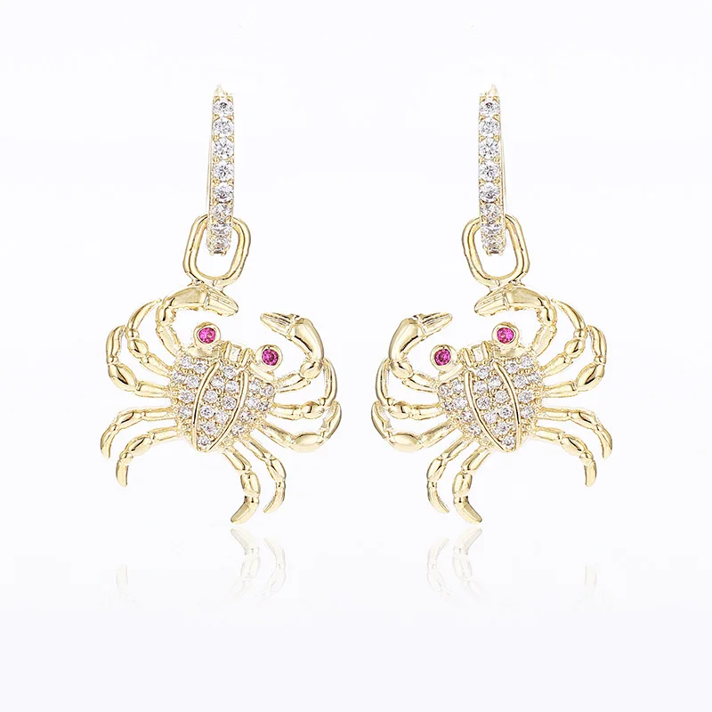 

XIUMEIYIZU New Fashion Luxury Cubic Zirconia Drop Earrings Gold Color Micro Pave Cubic Zirconia Crab Designer Women Jewelry