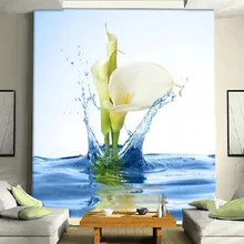 Пользовательские размеры простые 3D лилии цветы капли воды фото обои вход Фреска для гостиной спальни Декор нетканые обои