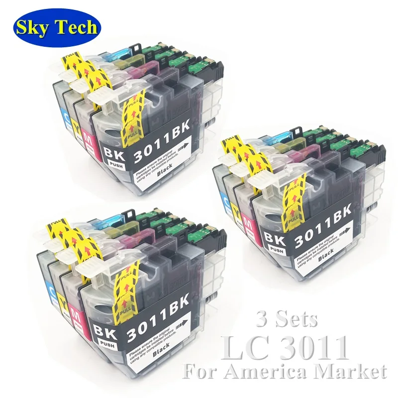 [Value Pack] совместимый картридж с чернилами для LC3011 LC-3011, для брата MFC-J491DW MFC-J497DW MFC-J690DW MFC-J895DW и т. д - Цвет: 3 Sets -- 12 Pcs