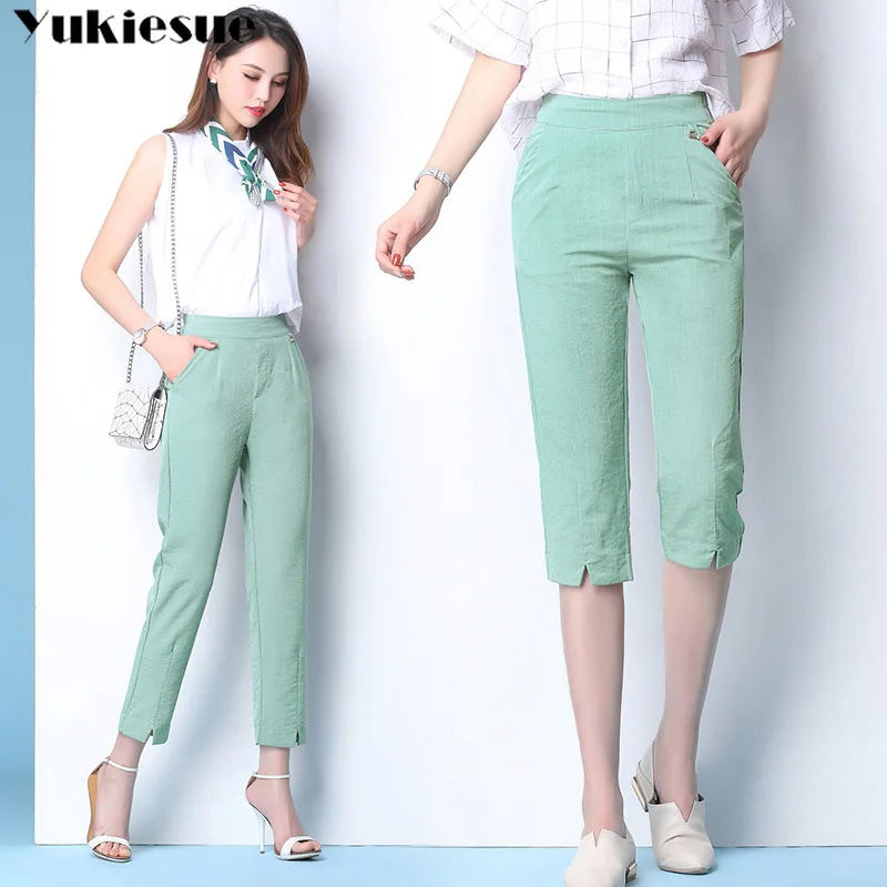 streetwear cotton linen women's pants capris with high waist wide leg pants for women trousers woman pants female Plus size streetwear cotton linen women's pants capris with high waist wide leg pants for women trousers woman pants female Plus size