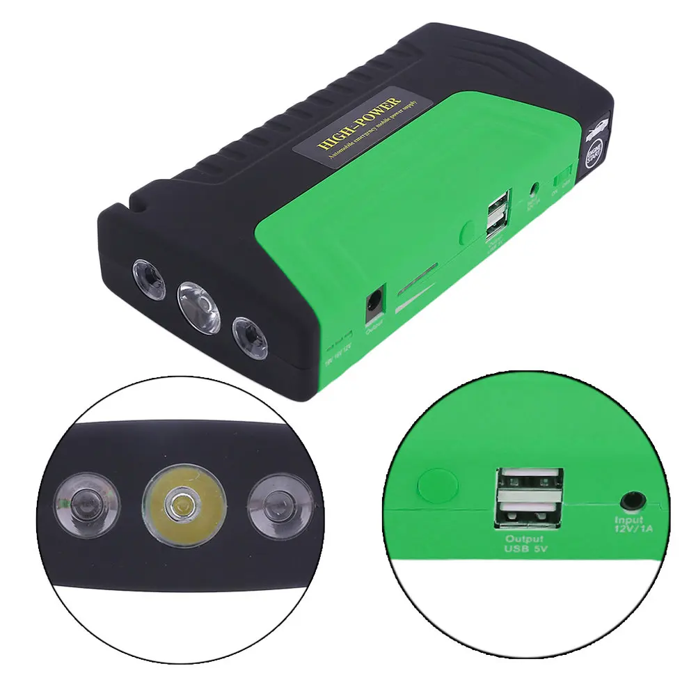 68000ma Portable Car Jump Starter Cars Auto Emergency Start Power Bank With Three Lights Engine Booster