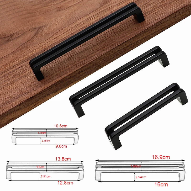 RUNBAZEF Black Cabinet Knobs And Handles Bar Kitchen Knob Furniture Hardware Drawer Pull Wardrobe Door Long Handl Handle