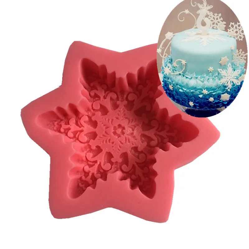 3D Silicone Christmas Snowflake Fondant Soap Mold Cake Decorating Tools