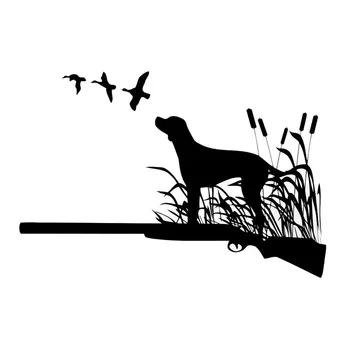 

16*10.8CM Hunting Dog Car Stickers Waterproof Vinyl Decal Car Styling Bumper Accessories Black/Silver S1-0823