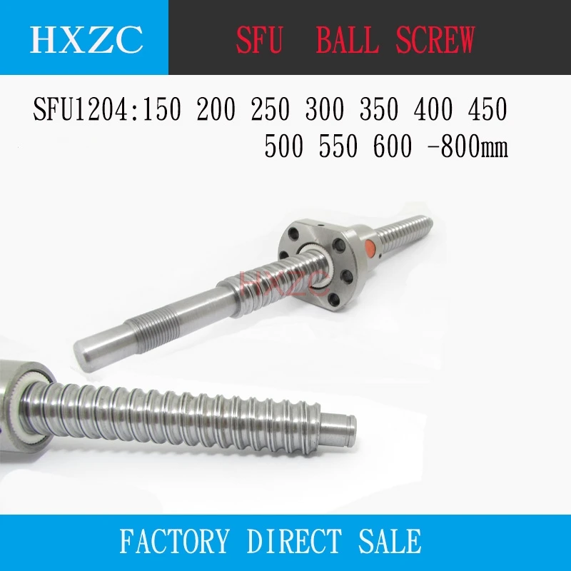 

FREE SHIPPING machined SFU1204 150 200 250 300 350 400 450 500 550 600 650 mm cold roller ball screw with 1204 single ball nut